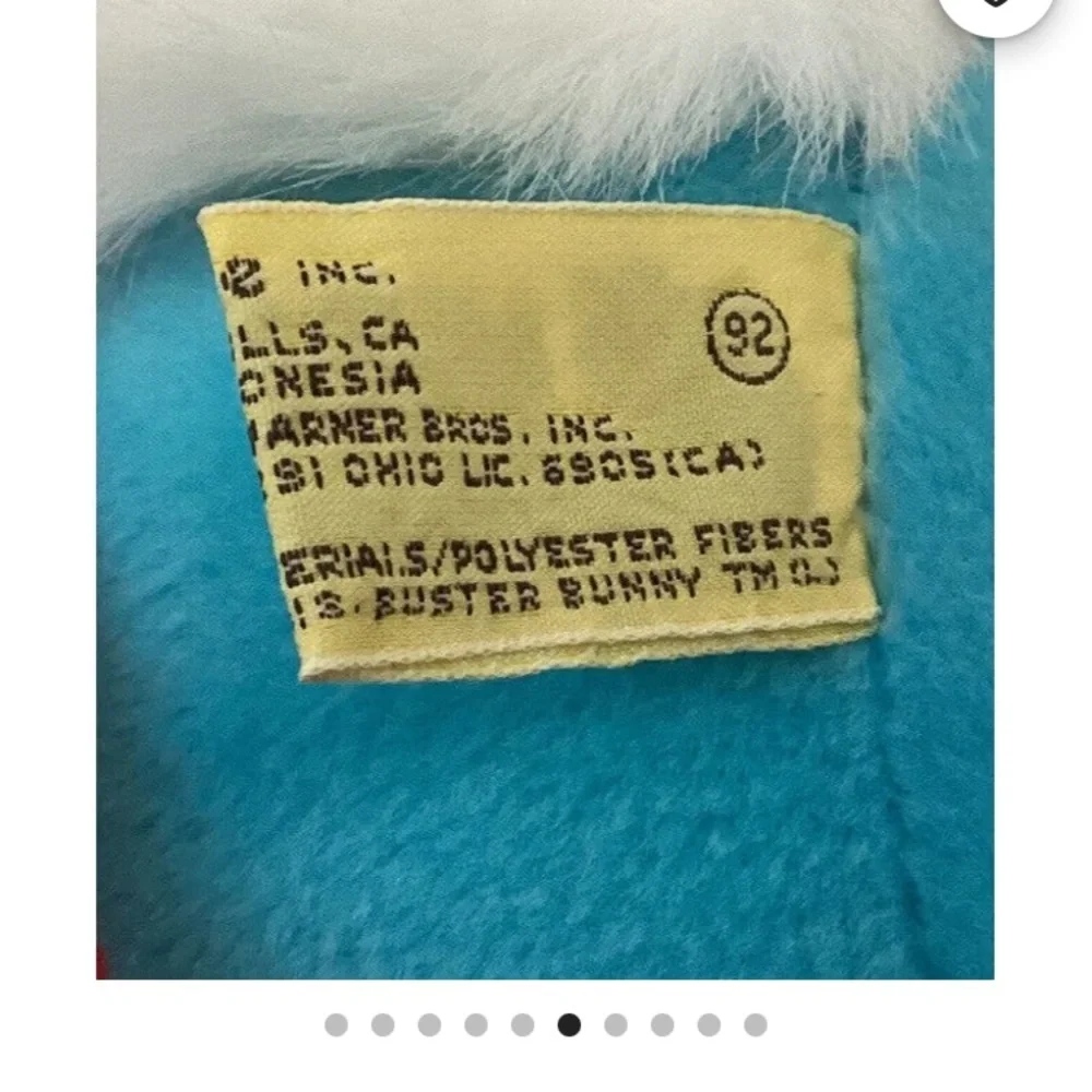 Vintage Tiny Toon Buster Bunny Blue and Red Stuffed Toy